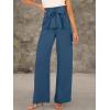imageANRABESS Womens Wide Leg Palazzo Pants Belted High Waisted Business Casual Flowy Long Trousers with PocketsDeep Bule