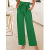 imageANRABESS Womens Wide Leg Palazzo Pants Belted High Waisted Business Casual Flowy Long Trousers with PocketsGreen