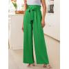 imageANRABESS Womens Wide Leg Palazzo Pants Belted High Waisted Business Casual Flowy Long Trousers with PocketsGreen