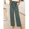 imageANRABESS Womens Wide Leg Palazzo Pants Belted High Waisted Business Casual Flowy Long Trousers with PocketsGrey Green