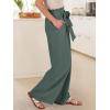 imageANRABESS Womens Wide Leg Palazzo Pants Belted High Waisted Business Casual Flowy Long Trousers with PocketsGrey Green