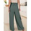 imageANRABESS Womens Wide Leg Palazzo Pants Belted High Waisted Business Casual Flowy Long Trousers with PocketsGrey Green