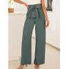 imageANRABESS Womens Wide Leg Palazzo Pants Belted High Waisted Business Casual Flowy Long Trousers with PocketsGrey Green