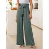 imageANRABESS Womens Wide Leg Palazzo Pants Belted High Waisted Business Casual Flowy Long Trousers with PocketsGrey Green