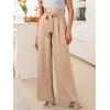 imageANRABESS Womens Wide Leg Palazzo Pants Belted High Waisted Business Casual Flowy Long Trousers with PocketsKhaki
