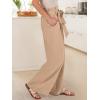 imageANRABESS Womens Wide Leg Palazzo Pants Belted High Waisted Business Casual Flowy Long Trousers with PocketsKhaki