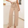 imageANRABESS Womens Wide Leg Palazzo Pants Belted High Waisted Business Casual Flowy Long Trousers with PocketsKhaki