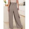 imageANRABESS Womens Wide Leg Palazzo Pants Belted High Waisted Business Casual Flowy Long Trousers with PocketsLight Camel