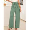 imageANRABESS Womens Wide Leg Palazzo Pants Belted High Waisted Business Casual Flowy Long Trousers with PocketsLight Green