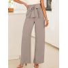imageANRABESS Womens Wide Leg Palazzo Pants Belted High Waisted Business Casual Flowy Long Trousers with PocketsLight Khaki