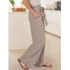imageANRABESS Womens Wide Leg Palazzo Pants Belted High Waisted Business Casual Flowy Long Trousers with PocketsLight Khaki