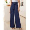 imageANRABESS Womens Wide Leg Palazzo Pants Belted High Waisted Business Casual Flowy Long Trousers with PocketsNavy Blue