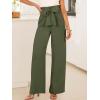 imageANRABESS Womens Wide Leg Palazzo Pants Belted High Waisted Business Casual Flowy Long Trousers with PocketsOlive