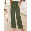 imageANRABESS Womens Wide Leg Palazzo Pants Belted High Waisted Business Casual Flowy Long Trousers with PocketsOlive