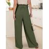 imageANRABESS Womens Wide Leg Palazzo Pants Belted High Waisted Business Casual Flowy Long Trousers with PocketsOlive