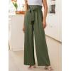 imageANRABESS Womens Wide Leg Palazzo Pants Belted High Waisted Business Casual Flowy Long Trousers with PocketsOlive