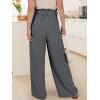 imageANRABESS Womens Wide Leg Palazzo Pants Belted High Waisted Business Casual Flowy Long Trousers with PocketsSmoky Grey