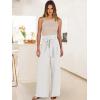 imageANRABESS Womens Wide Leg Palazzo Pants Belted High Waisted Business Casual Flowy Long Trousers with PocketsWhite
