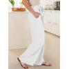 imageANRABESS Womens Wide Leg Palazzo Pants Belted High Waisted Business Casual Flowy Long Trousers with PocketsWhite