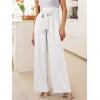imageANRABESS Womens Wide Leg Palazzo Pants Belted High Waisted Business Casual Flowy Long Trousers with PocketsWhite