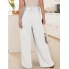 imageANRABESS Womens Wide Leg Palazzo Pants Belted High Waisted Business Casual Flowy Long Trousers with PocketsWhite