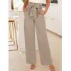 imageANRABESS Womens Wide Leg Palazzo Pants Belted High Waisted Business Casual Flowy Long Trousers with PocketsYellow Khaki