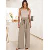 imageANRABESS Womens Wide Leg Palazzo Pants Belted High Waisted Business Casual Flowy Long Trousers with PocketsYellow Khaki