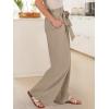 imageANRABESS Womens Wide Leg Palazzo Pants Belted High Waisted Business Casual Flowy Long Trousers with PocketsYellow Khaki