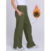 imageANRABESS Womens Wide Leg Pants High Waist Drawstring Sweatpants Joggers with PocketsArmy Green