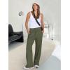 imageANRABESS Womens Wide Leg Pants High Waist Drawstring Sweatpants Joggers with PocketsArmy Green