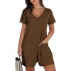 imageANRABESS Rompers for Women Summer Casual Short Sleeve Jumpsuits V Neck Loose Fit One Piece Outfits with Pockets 2025 ClothesCoffee