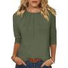 imageANRABESS Women Dressy Casual Blouse 34 Long Sleeve T Shirts Pleated Round Neck Business Work Tunic Tops 2025 Fall OutfitsArmy Green
