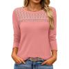 imageANRABESS Women Lace Tops Long Sleeve Shirts Eyelet Dressy Casual Blouses 2025 Fall Business Work OutfitsCoral