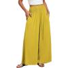 imageANRABESS Women Palazzo Pants Summer Boho Bagyy Wide Leg High Smocked Waist Casual Loose Lounge Pant with PocketYellow