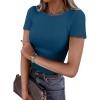imageANRABESS Women Short Sleeve Crewneck Ribbed Knit Slim Fitted Shirts Summer Tops Basic Tee Casual 2025 Fall Outfits ClothesIndigo