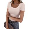 imageANRABESS Women Short Sleeve Tops Scoop Neck Ribbed Knit Slim Fitted Basic Tee Shirts Casual Summer Clothes 2025 Fall OutfitsBeige