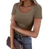 imageANRABESS Women Short Sleeve Tops Scoop Neck Ribbed Knit Slim Fitted Basic Tee Shirts Casual Summer Clothes 2025 Fall OutfitsCoffee