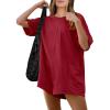 imageANRABESS Women Summer Oversized TShirt Tee Romper Casual Baggy Short Sleeve Overall Athletic Workout Jumpsuit Trendy OutfitsBurgundy