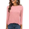 imageANRABESS Womens 34 Length Sleeve Tops 2025 Summer Tee TShirts Boat Neck Tunic Travel Basic Blouses Fall Fashion ClothesCoral
