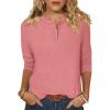 imageANRABESS Womens 34 Sleeve Tops Henley Shirts Casual Trendy Button T Shirts 2025 Summer Basic TunicCoral Pink