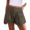 imageANRABESS Womens Denim Shorts Summer Baggy High Waisted Flowy Wide Leg Buttons Pleated Casual Jean Shorts 2025 Fashion SkortsArmy Green