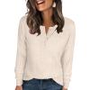 imageANRABESS Womens Long Sleeve Henley Shirts Button Down Tunic Tops Fall Lightweight Sweaters Business Casual Blouses 2025Beige