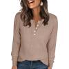 imageANRABESS Womens Long Sleeve Henley Shirts Button Down Tunic Tops Fall Lightweight Sweaters Business Casual Blouses 2025Tan