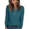 imageANRABESS Womens Long Sleeve Henley Shirts Button Down Tunic Tops Fall Lightweight Sweaters Business Casual Blouses 2025Teal