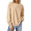 imageANRABESS Womens Long Sleeve Shirts Crewneck Oversized Tops Casual 2025 Fall Trendy TShirts Tee Blouse with Pockets ClothesApricot