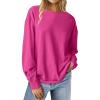 imageANRABESS Womens Long Sleeve Shirts Crewneck Oversized Tops Casual 2025 Fall Trendy TShirts Tee Blouse with Pockets ClothesHot Pink