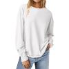 imageANRABESS Womens Long Sleeve Shirts Crewneck Oversized Tops Casual 2025 Fall Trendy TShirts Tee Blouse with Pockets ClothesWhite