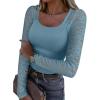 imageANRABESS Womens Long Sleeve Shirts Scoop Neck Lace Going Out Tops Slim Fit Rib Knit Casual Blouses 2025 Fall Fashion OutfitsGrey Blue