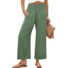 imageANRABESS Womens Pants Wide Leg High Waisted Palazzo Pants Summer Flowy Beach Lounge Casual Trousers with PocketsArmy Green