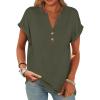 imageANRABESS Womens Short Sleeve Henley Tops V Neck Dressy Casual Blouses Summer Trendy Tee Shirts 2025 Vacation Fashion ClothesArmy Green